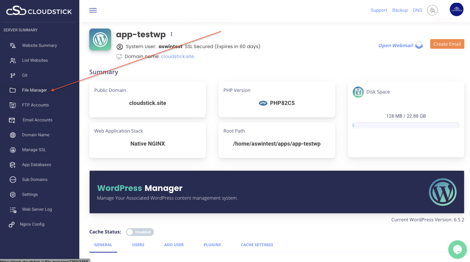 File manager in CloudStick